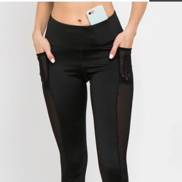 Yelete Active Jersey Mesh Pocket Legging Black size S - Picture 9 of 9